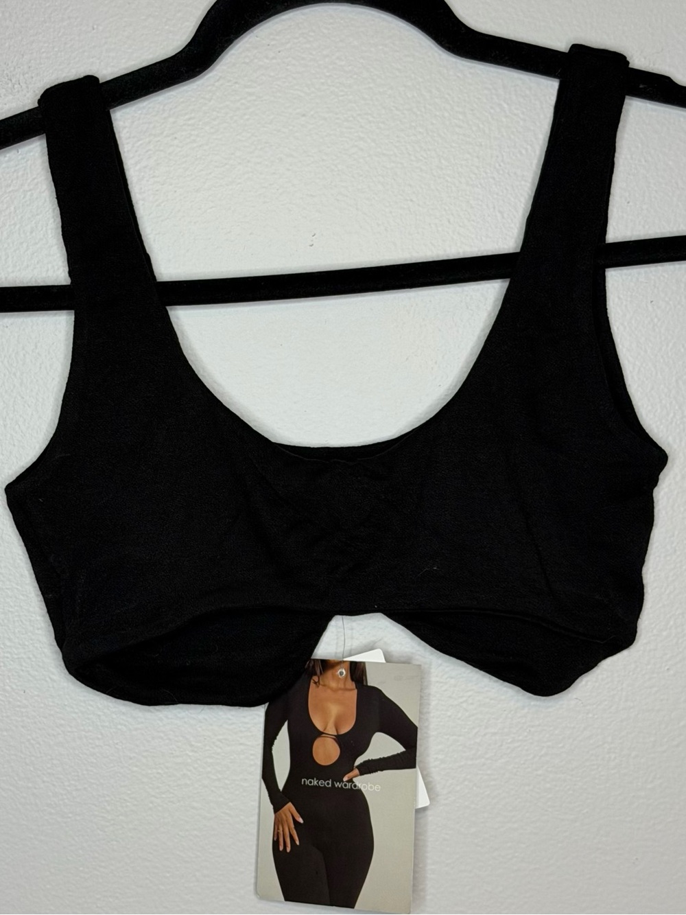NWT Naked Wardrobe Sculpt Black Crop Bra top Women’s Small - Picture 2 of 3